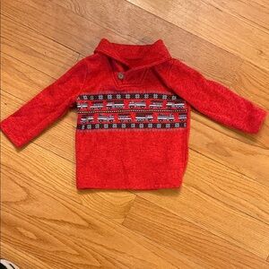 Jumping Beans Red Sweater with Fire Truck Pattern